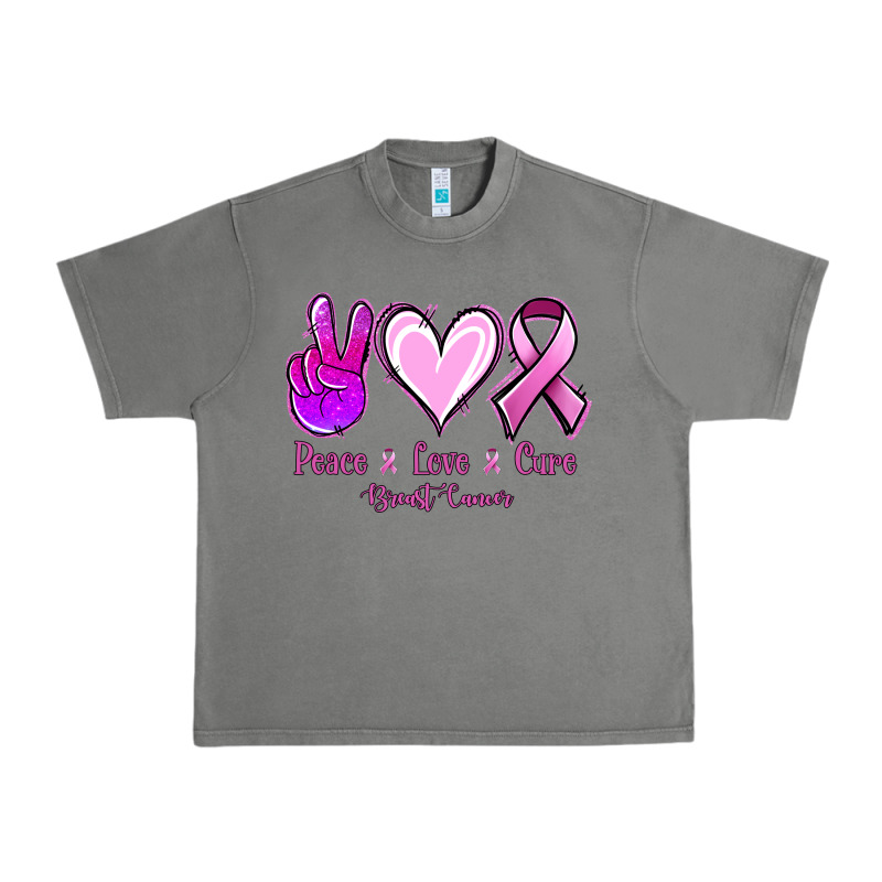 Peace Love Cure Breast Cancer Urban Heavy Tee by NancyCooperArtShop | Teevron