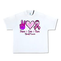 White Peace love cure Breast Cancer Urban Heavy Tee - NancyCooperArtShop