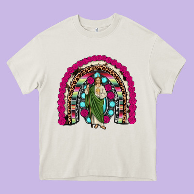 San Judas Rainbow Heavy Core Tee Designed By Jahusdesignshop