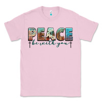 Bubblegum Pink peace be with you cross Classic Tee - NancyCooperArtShop
