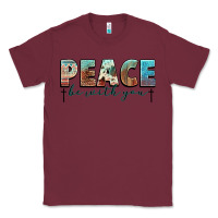 Burgundy peace be with you cross Classic Tee - NancyCooperArtShop