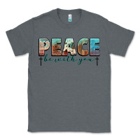 Charcoal Heather peace be with you cross Classic Tee - NancyCooperArtShop