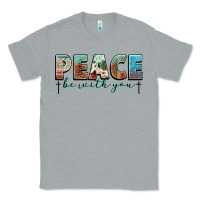 Heather Grey peace be with you cross Classic Tee - NancyCooperArtShop