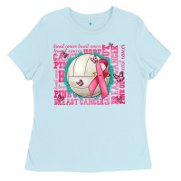 Baby Blue pink out breast cancer volleyballs Ladies Tee - AdoDesignShop