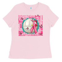Bubblegum Pink pink out breast cancer volleyballs Ladies Tee - AdoDesignShop