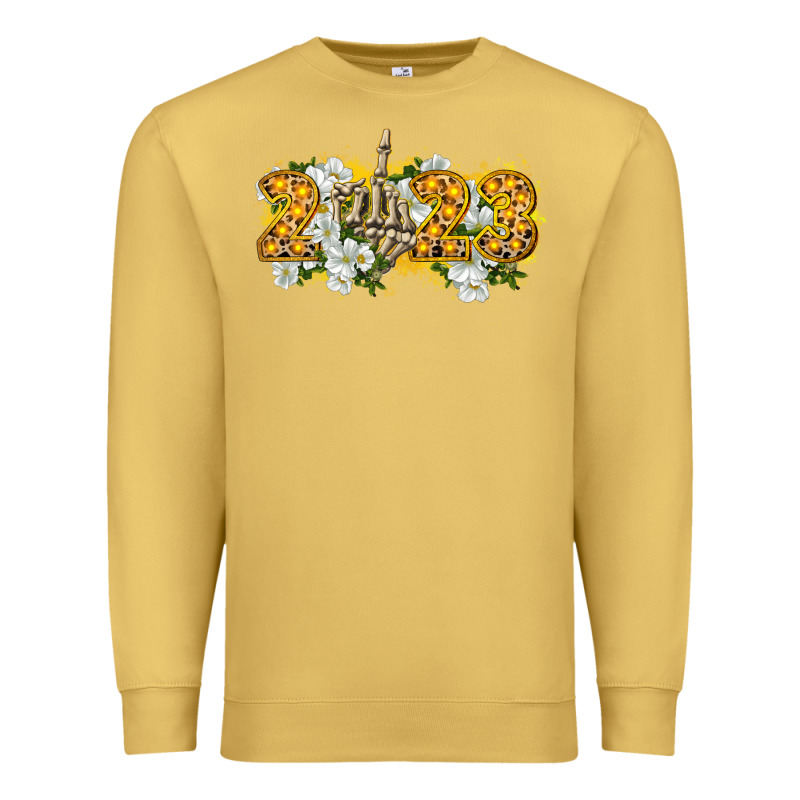 2023 Skeleton Middle Finger New Year Premium Sweatshirt by CowGirlArtShop | Teevron