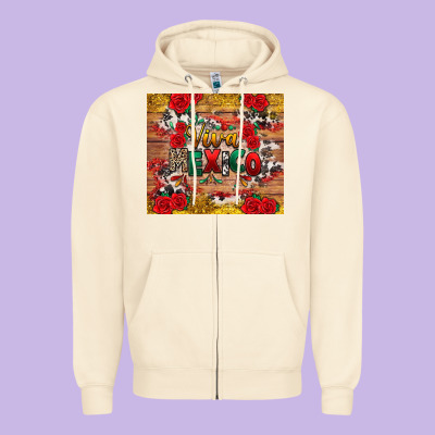 Viva Mexico Zipper Hoodie Designed By Texasbilliewilder