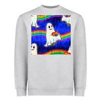 Heather Grey Pride lgbtq ghosts and heart with rainbow seamless Heavyweight Sweatshirt - BundleAndBundleShop