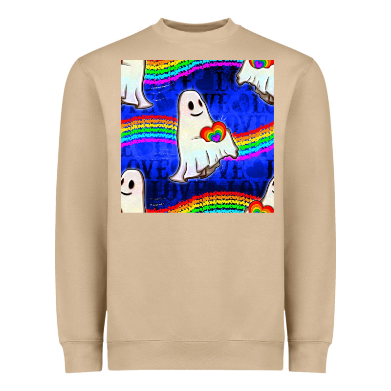 Pride Lgbtq Ghosts And Heart With Rainbow Seamless Heavyweight Sweatshirt by BundleAndBundleShop | Teevron