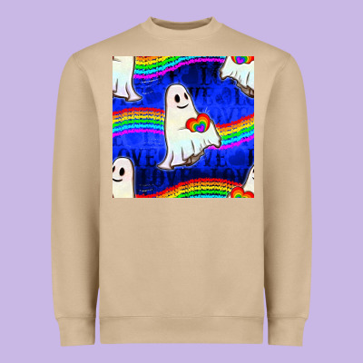 Pride Lgbtq Ghosts And Heart With Rainbow Seamless Heavyweight Sweatshirt Designed By Bundleandbundleshop