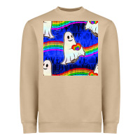 Mushroom Pride lgbtq ghosts and heart with rainbow seamless Heavyweight Sweatshirt - BundleAndBundleShop