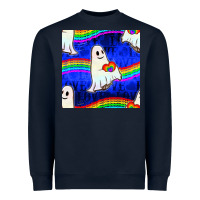 Navy Pride lgbtq ghosts and heart with rainbow seamless Heavyweight Sweatshirt - BundleAndBundleShop