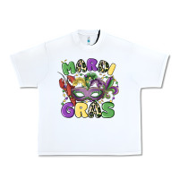 White mardi gras Urban Heavy Tee - MaliasSmallBusiness