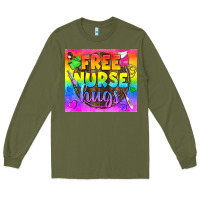 Army Green Free Nurse Hugs LGBTQ+ Tumbler Long Sleeve Tee - BundleAndBundleShop