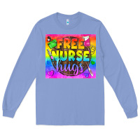 Colony Blue Free Nurse Hugs LGBTQ+ Tumbler Long Sleeve Tee - BundleAndBundleShop