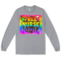 Heather Grey Free Nurse Hugs LGBTQ+ Tumbler Long Sleeve Tee - BundleAndBundleShop