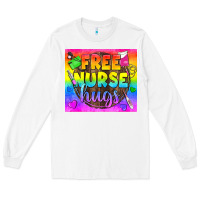 White Free Nurse Hugs LGBTQ+ Tumbler Long Sleeve Tee - BundleAndBundleShop