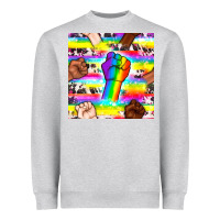Heather Grey Pride lgbtq hands with cowhide seamless pattern Heavyweight Sweatshirt - BundleAndBundleShop