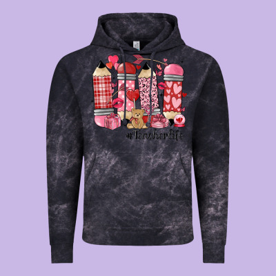 Valentines Day Teacher Life Vintage Hoodie Designed By Maliassmallbusiness