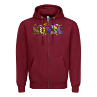 Burgundy Mardi Gras Day Nurse Zipper Hoodie - NancyCooperArtShop
