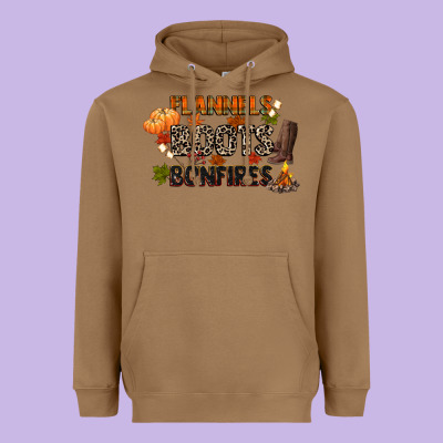 Flannels Boots And Bonfires Heavyweight Hoodie Designed By Cowgirlartshop