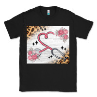 Black customized leopard floral nurse Classic Tee - MaliasSmallBusiness