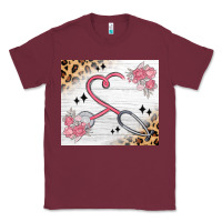 Burgundy customized leopard floral nurse Classic Tee - MaliasSmallBusiness