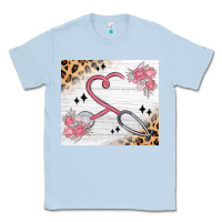 Dusty Blue customized leopard floral nurse Classic Tee - MaliasSmallBusiness