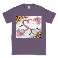 Lavender customized leopard floral nurse Classic Tee - MaliasSmallBusiness