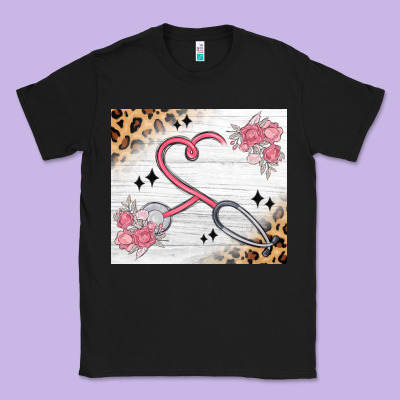 Customized Leopard Floral Nurse Classic Tee Designed By Maliassmallbusiness