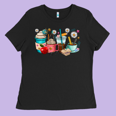 Teacher Coffee Cups Ladies Tee Designed By Ranaportraitstore
