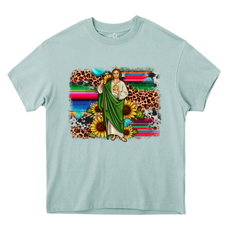 San Judas Leopard Cowhide Sunflower Background Heavy Core Tee by JahusDesignShop | Teevron