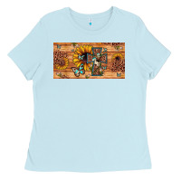 Baby Blue leopard cross butterfly sunflower Ladies Tee - JahusDesignShop
