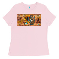 Bubblegum Pink leopard cross butterfly sunflower Ladies Tee - JahusDesignShop