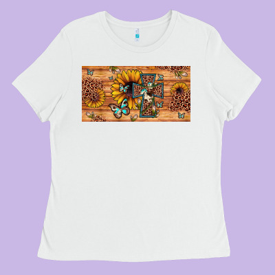 Leopard Cross Butterfly Sunflower Ladies Tee Designed By Jahusdesignshop