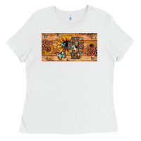 White leopard cross butterfly sunflower Ladies Tee - JahusDesignShop