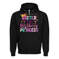 Black sister of the birthday princess Zipper Hoodie - NancyCooperArtShop