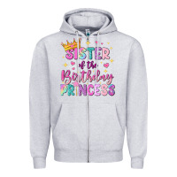 Heather Grey sister of the birthday princess Zipper Hoodie - NancyCooperArtShop