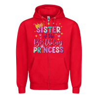 Red sister of the birthday princess Zipper Hoodie - NancyCooperArtShop