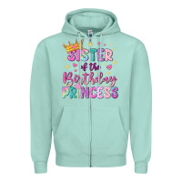 Seafoam sister of the birthday princess Zipper Hoodie - NancyCooperArtShop