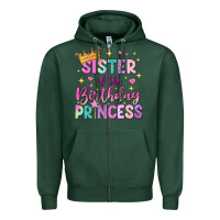 Sports Green sister of the birthday princess Zipper Hoodie - NancyCooperArtShop
