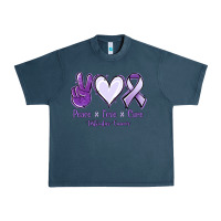 Midnight Navy Peace love cure Testicular Cancer Urban Heavy Tee - NancyCooperArtShop