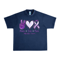 Navy Peace love cure Testicular Cancer Urban Heavy Tee - NancyCooperArtShop