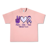 Salmon Peace love cure Testicular Cancer Urban Heavy Tee - NancyCooperArtShop
