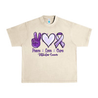 Sandshell Peace love cure Testicular Cancer Urban Heavy Tee - NancyCooperArtShop