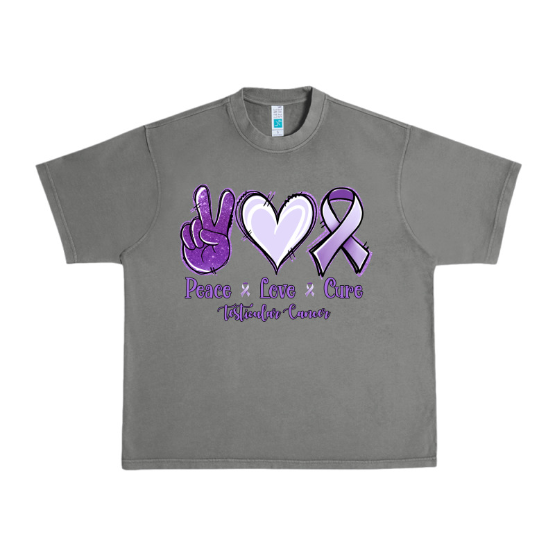Peace Love Cure Testicular Cancer Urban Heavy Tee by NancyCooperArtShop | Teevron
