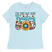 Baby Blue i'm just out here trusting god Ladies Tee - JahusDesignShop