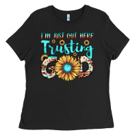 Black i'm just out here trusting god Ladies Tee - JahusDesignShop
