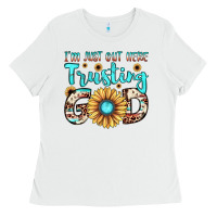 White i'm just out here trusting god Ladies Tee - JahusDesignShop