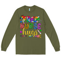 Army Green Free Nurse Hugs Pride LGBTQ+ Long Sleeve Tee - BundleAndBundleShop